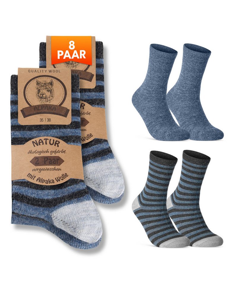 sockenkauf24 Thermosocken Alpaka Socken warme Wintersocken mit Wolle Damen & Herren Wollsocken (8-Paar) von sockenkauf24
