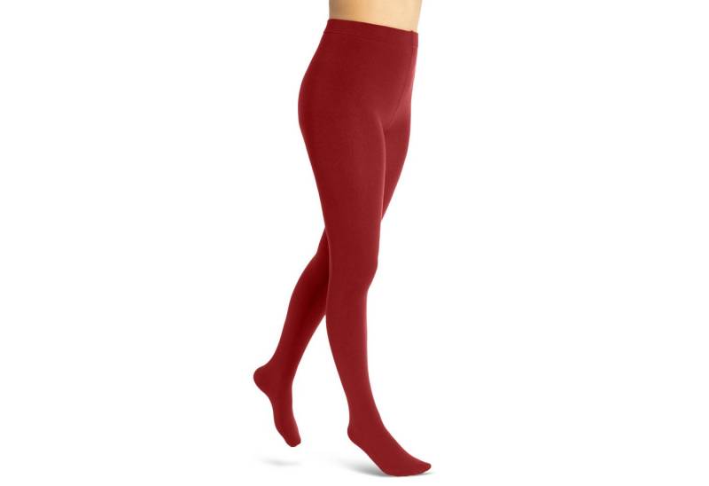 sockenkauf24 Thermostrumpfhose Damen Strumpfhose mit Innenfleece in 10 Farben (Rot 38-40) extra warm Winter Strumpfhose WP von sockenkauf24
