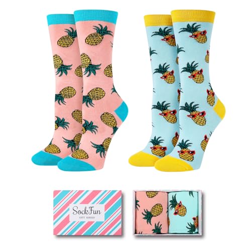 sockfun Zahnärzte Krankenschwester Ananas Taco Chincken Socken Frauen Zahnarzt Assistent Buch Liebhaber Essen Tier Geschenke, Ananas, Medium von sockfun