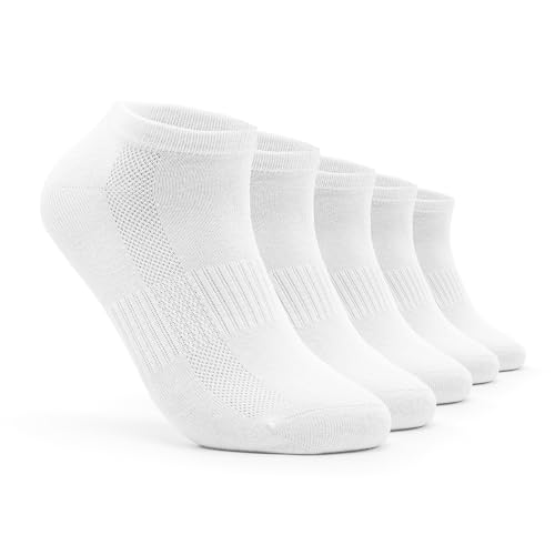 5 Paar Sneaker Socken | Damen Herren Unisex Füßlinge | Anti-Loch Garantie | Größe 39-42 | Weiß von sockmash