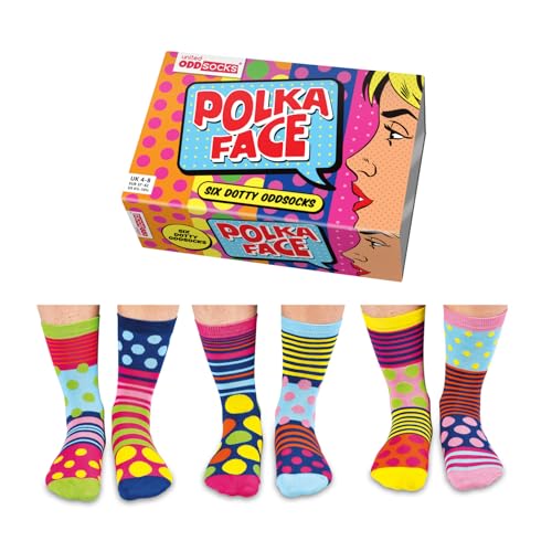 Verrückte Socken Oddsocks Polka Face für Frauen im 6er Set von United Oddsocks