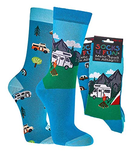 Damen Mädchen Socken (2 Paar) witzig 36-41 Camping von Socks4Fun