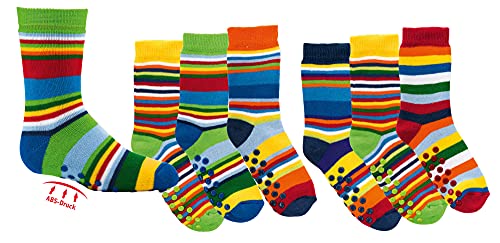 socks4fun 3 Paar ABS-Druck Kinder Vollfrottee-Socken Ringel Boy / Girl Thermo-Strümpfe Gr.31/34 von socks4fun