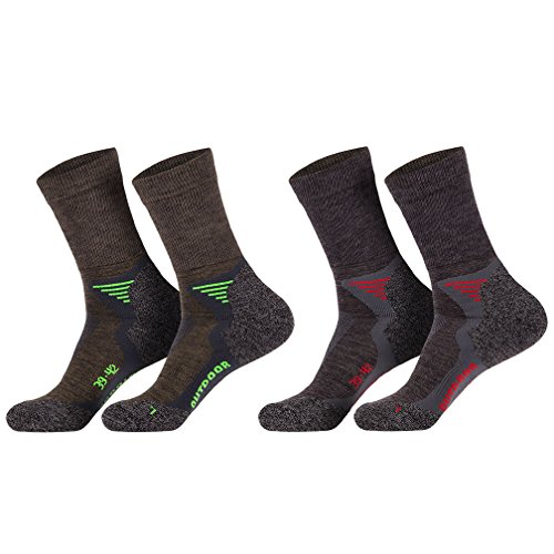 Funktions- u. Trekking-Socken mit Merinowolle mit Spezialpolsterungen / 1 PAAR (35-38, dunkeltaupe) von socksPur