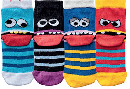 socksPur Kinder Söckchen Freche Bande 6er PACK (türkis-schwarz-blau-rot in 3er Pack vorsoriert, 31-34) von socksPur