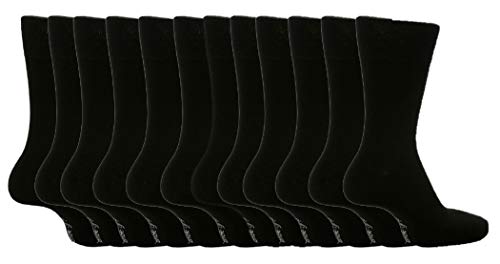 Socken, Herren, ohne Gummibund, einfarbig, Größe 39 – 45, 12 Paar Gr. Large, Black MGG100 von SockShop