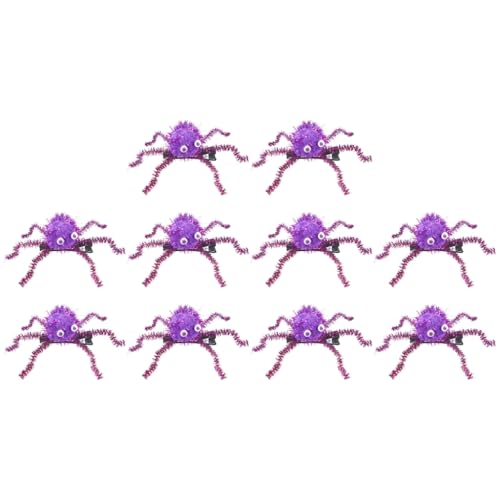 10 x flauschige 3D-Spinnen Haarspangen für Halloween, seitliche Haarnadeln, Styling-Werkzeug für Punk, Erwachsene und Kinder von sodeber