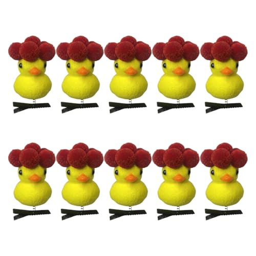 10 x gelbe Cartoon-Enten-Haarspangen mit Blumen-Designs für Kinder, Jugendliche und Frauen, Plüsch-Haarnadel-Zubehör von sodeber