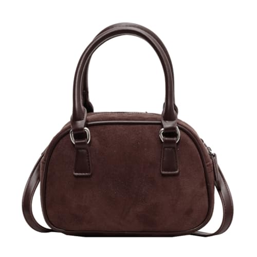 Anspruchsvolle Handtasche aus Velourslederimitat mit verstellbarem Riemen, Tragegriff oben, Schulterriemen, Coffee Cf, Medium Anspruchsvolle Handtasche aus Velourslederimitat mit verstellbarem Riemen, Tragegriff oben, Schulterriemen, Coffee Cf, Medium von sodeber