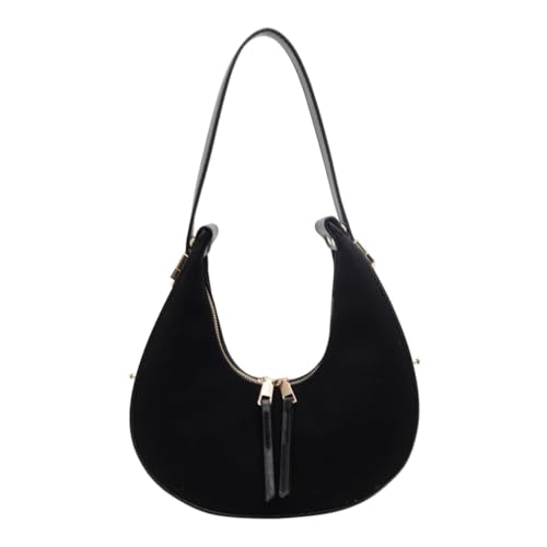 Anspruchsvolle Umhängetasche mit Reißverschluss-Detail Damen Leder Unterarm Retro Handtasche für mehrere, Black Bk, Medium Anspruchsvolle Umhängetasche mit Reißverschluss-Detail Damen Leder Unterarm Retro Handtasche für mehrere, Black Bk, Medium von sodeber
