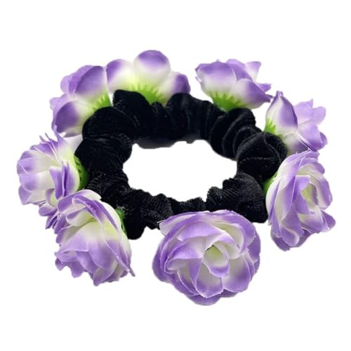 Auffällige künstliche Blumen-Haargummis für Damen, groß, elastisch, Pferdeschwanz-Halter, für den täglichen Gebrauch von sodeber