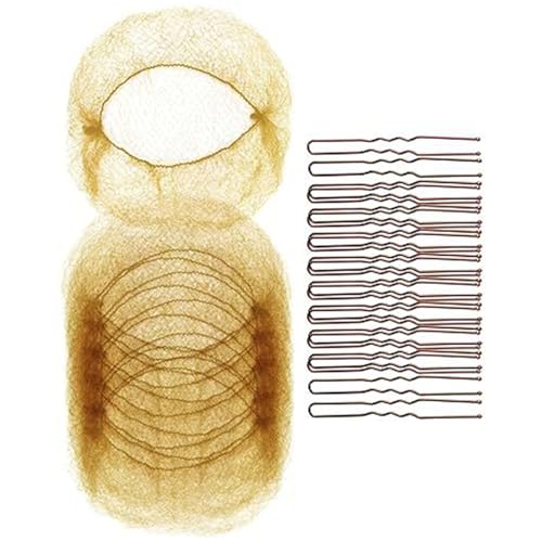 Ballett-Haarnetz-Set für Damen und Mädchen, 20 unsichtbare elastische Netze, Haarnetze mit 50 U-förmigen Haarnadeln für Tanz, Haarzubehör-Set von sodeber