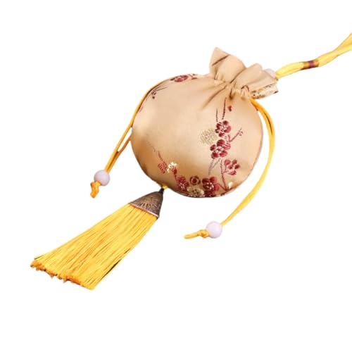 Beutel mit Kordelzug und Quasten, chinesischer Beutel, rund, Münzbörse, bestickt, Schmuck von sodeber