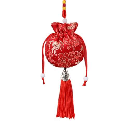 Beutel mit Kordelzug und Quasten, chinesischer Beutel, rund, Münzbörse, bestickt, Schmuck von sodeber