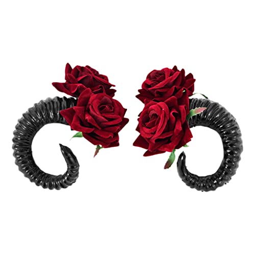 Cosplay Schafshorn-Haarspange mit Rose, Halloween-Party, Kostümzubehör, Gothic-Anstecknadeln Cosplay Schafshorn-Haarspange mit Rose, Halloween-Party, Kostümzubehör, Gothic-Anstecknadeln von sodeber