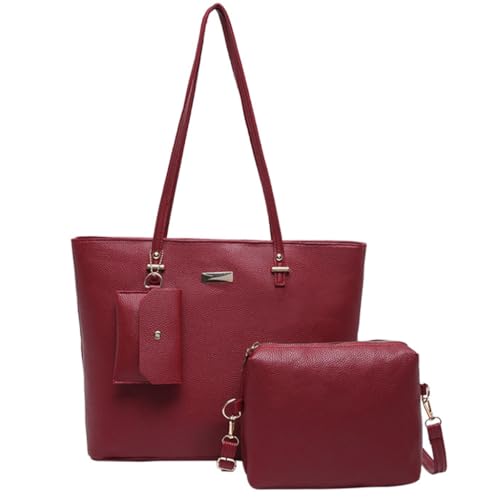 Damen Arbeitstasche Handtasche Schultertaschen 3-teiliges Set mit geräumigen Designs PU-Leder Tragegriff oben Taschen und Geldbörse Damen Arbeitstasche Handtasche Schultertaschen 3-teiliges Set mit geräumigen Designs PU-Leder Tragegriff oben Taschen und Geldbörse von sodeber