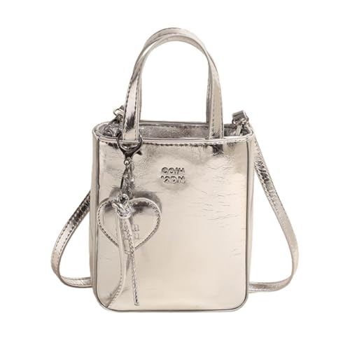 Damen-Handtasche aus PU-Leder, klein, quadratisch, Retro-Stil, koreanischer Stil, Schultergriff, Silber S, Medium Damen-Handtasche aus PU-Leder, klein, quadratisch, Retro-Stil, koreanischer Stil, Schultergriff, Silber S, Medium von sodeber