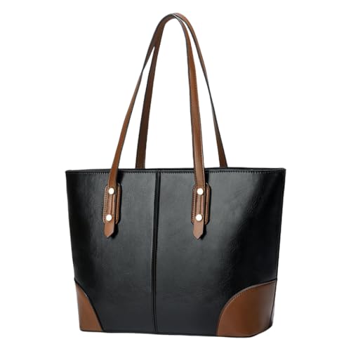 Damen PU Leder Umhängetasche Leichte Handtasche Große Kapazität Praktische Top Griff Geldbörse für Arbeit Reisen, Black Bk, Medium Damen PU Leder Umhängetasche Leichte Handtasche Große Kapazität Praktische Top Griff Geldbörse für Arbeit Reisen, Black Bk, Medium von sodeber