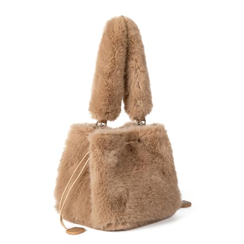 Damen-Plüsch-Umhängetasche, koreanische Stile, Crossbody, Herbst, Winter, Eimer, Kettenriemen, Kuriertasche, Braun Br, Medium Damen-Plüsch-Umhängetasche, koreanische Stile, Crossbody, Herbst, Winter, Eimer, Kettenriemen, Kuriertasche, Braun Br, Medium von sodeber