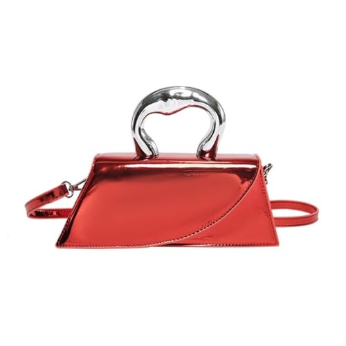 Damen-Schultertasche aus PU-Leder, modische Kuriertasche und Geldbörse, einfarbig, Crossbody-Tasche, Rot R, Medium von sodeber