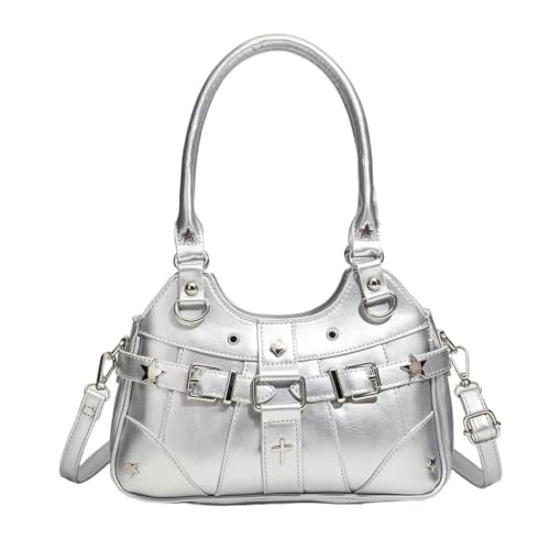 Damen-Umhängetasche, kompakte und praktische Umhängetasche, PU-Leder, Handtasche für Arbeit, Freizeit, Reisen, Alltag, Silber S, Medium Damen-Umhängetasche, kompakte und praktische Umhängetasche, PU-Leder, Handtasche für Arbeit, Freizeit, Reisen, Alltag, Silber S, Medium von sodeber