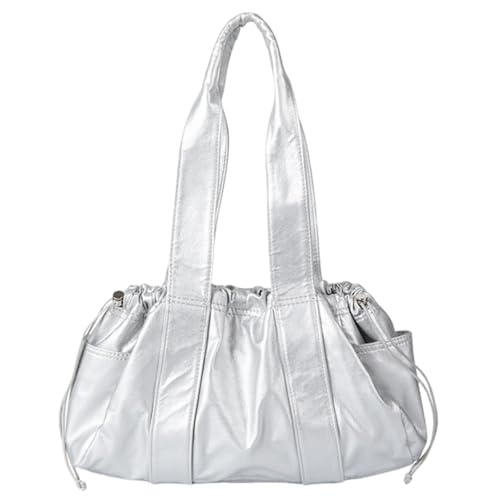 Damen-Umhängetasche, koreanischer Stil, Achselhöhle, Kordelzug, Handtasche, passend für Unterarmpendler, Silber S, Medium Damen-Umhängetasche, koreanischer Stil, Achselhöhle, Kordelzug, Handtasche, passend für Unterarmpendler, Silber S, Medium von sodeber