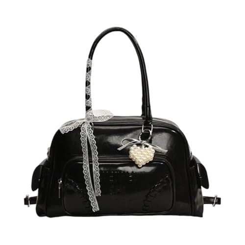 Damen Umhängetasche mit Spitzenverzierung PU Leder Handtasche Unterarm Geldbörse für mehrere Anlässe und täglich, Black Bk, Medium Damen Umhängetasche mit Spitzenverzierung PU Leder Handtasche Unterarm Geldbörse für mehrere Anlässe und täglich, Black Bk, Medium von sodeber