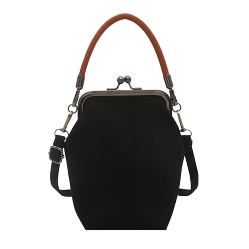 Denims Umhängetasche für Damen, trendige Schultertasche, Kussschloss, stilvolle Handtasche mit Tragegriff oben, Black Bk, Medium Denims Umhängetasche für Damen, trendige Schultertasche, Kussschloss, stilvolle Handtasche mit Tragegriff oben, Black Bk, Medium von sodeber