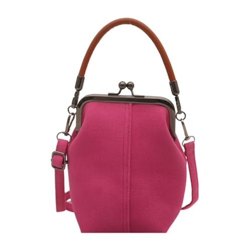 Denims Umhängetasche für Damen, trendige Schultertasche, Kussschloss, stilvolle Handtasche mit Tragegriff oben, Hot Pink HP, Medium Denims Umhängetasche für Damen, trendige Schultertasche, Kussschloss, stilvolle Handtasche mit Tragegriff oben, Hot Pink HP, Medium von sodeber