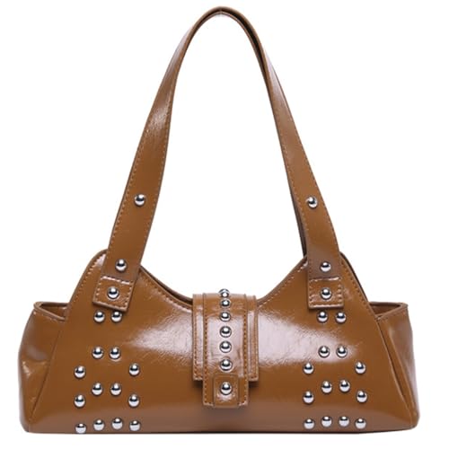 Einzigartige Punk-Stil Umhängetasche mit Nietendekor, PU-Leder, Achsel-Handtasche, geeignet für Partys und, Brown Bn, Medium Einzigartige Punk-Stil Umhängetasche mit Nietendekor, PU-Leder, Achsel-Handtasche, geeignet für Partys und, Brown Bn, Medium von sodeber