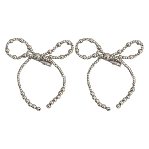 Elegante Haarspange mit metallischen Perlen, Balletcore-Haarspange, flach, 2000er Jahre von sodeber