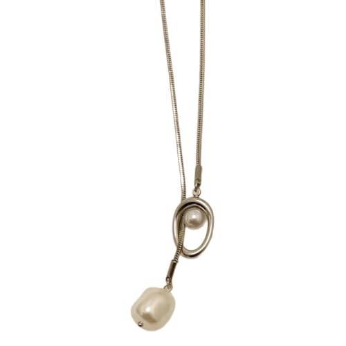 Elegante Halskette mit Anhänger mit Barockperlen und geometrischen Designs, tragbar für Damen Elegante Halskette mit Anhänger mit Barockperlen und geometrischen Designs, tragbar für Damen von sodeber