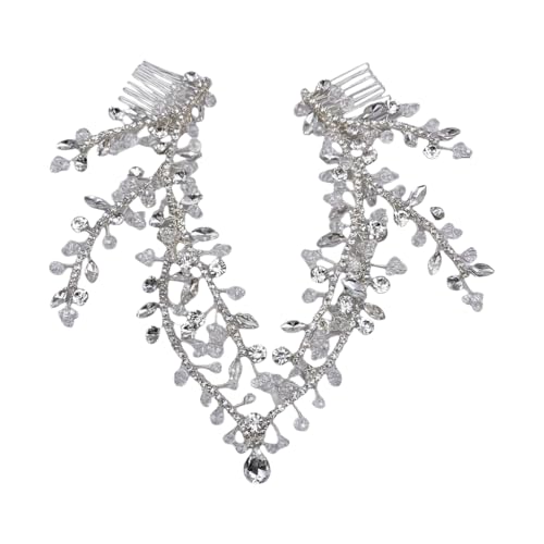 Elegante Kopfkette, moderner Stirnschmuck, Kristall, Bühnen-Haarschmuck, Hochzeit, Party, Braut, Braut-Kopfschmuck, M, Strasssteine von sodeber