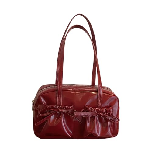 Elegante ästhetische Unterarmtasche für den täglichen Gebrauch, leichte PU-Damen-Schultertasche, modische Achseltaschen, Rot R, Medium von sodeber