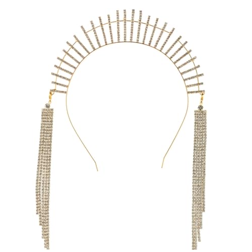 Elegantes langes Fransen-Haarband mit Strasssteinen für Mädchen, Modell-Show-Auftritte, Hochzeit, Party, Schmuck von sodeber