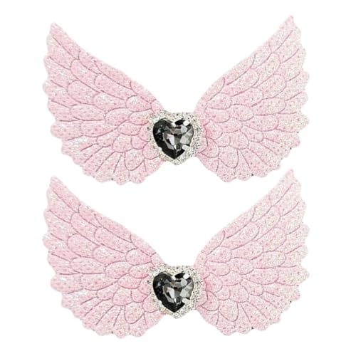 Flügel-Haarspangen, süße Haarnadel, Pferdeschwanz-Halter, Herz, Strasssteine für Frauen von sodeber