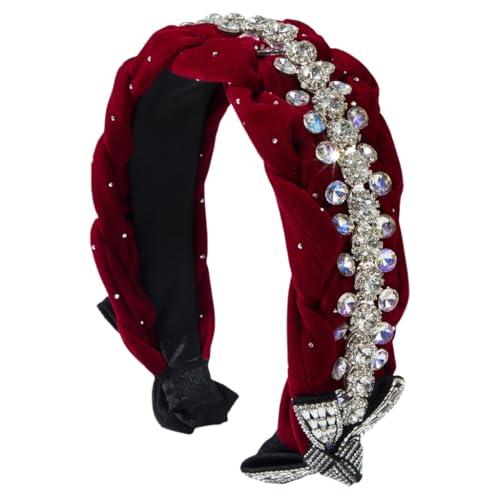 Geknotetes samtes Haarband für Damen, rutschfest, hoher Totenkopf-Haarband, Strass, Nieten, Haarband, Themenparty von sodeber