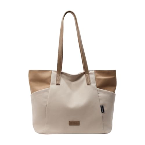 Geräumige Canvas-Handtasche Schultertasche für Pendler und Einkaufen, geeignet für moderne Frauen mit großen, Beige Bg, Medium Geräumige Canvas-Handtasche Schultertasche für Pendler und Einkaufen, geeignet für moderne Frauen mit großen, Beige Bg, Medium von sodeber