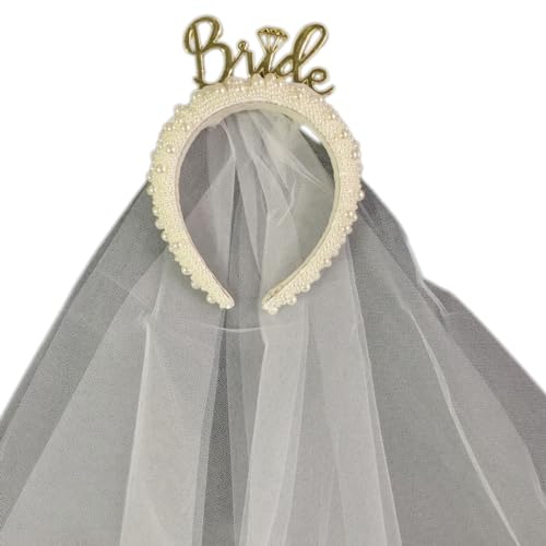 Haarband für die zukünftige Braut, mit Schleier, Perlen, weiß, Junggesellinnenabschied, Accessoire, Braut-Kopfschmuck, Duschgeschenk für Haarband für die zukünftige Braut, mit Schleier, Perlen, weiß, Junggesellinnenabschied, Accessoire, Braut-Kopfschmuck, Duschgeschenk für von sodeber