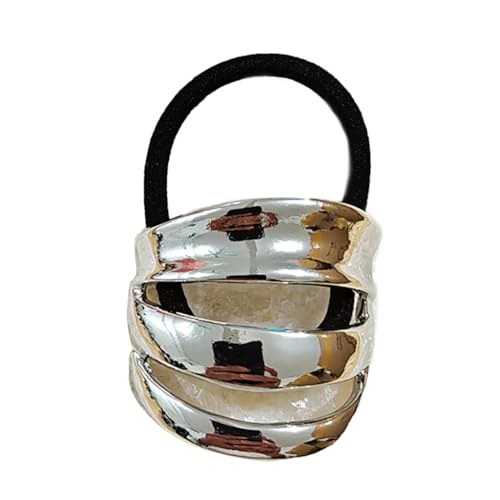 Haargummis, dick, metallisch, übergroß, elegantes Seil, Pferdeschwanz-Halter für Damen von sodeber