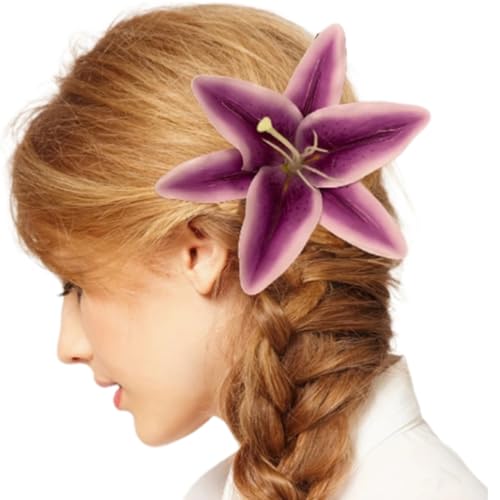 Haarklammer mit 3D-Lilien-Blumen, realistische Designs, starke Metallzähne, Klemme für Hochsteckfrisuren und verschiedene von sodeber