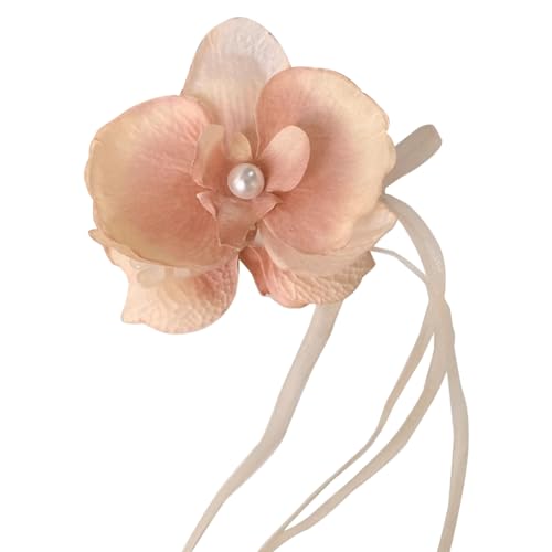 Haarspange mit Schleife, Blume, Feder-Haarspangen, rutschfest, Kunstharz, Pferdeschwanzhalter für Damen von sodeber