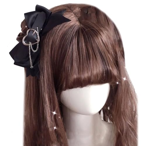 Haarspange mit Schleife, mit Kette, für Damen und Kinder, Gothic-Charm, Ästhetik, Halloween-Zubehör von sodeber