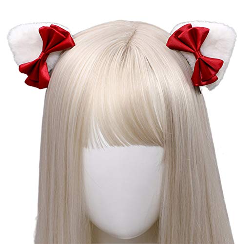 Handgefertigte Plüsch-Haarspangen für dreieckige Kätzchenohren, süße Schleife, Cartoon-Tier-Haarnadeln, Anime, Cosplay, B von sodeber