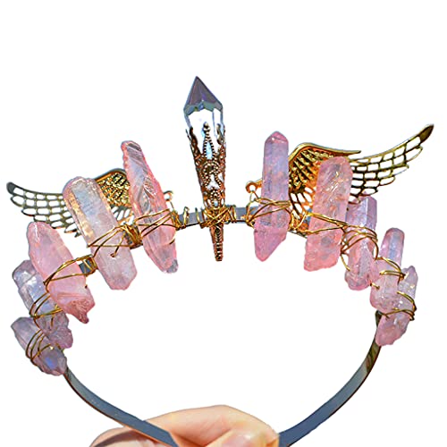 Handgefertigtes buntes Haarband mit Kristallkrone, Retro-Flügel-Haarband, antiker Hochzeitskopfschmuck von sodeber