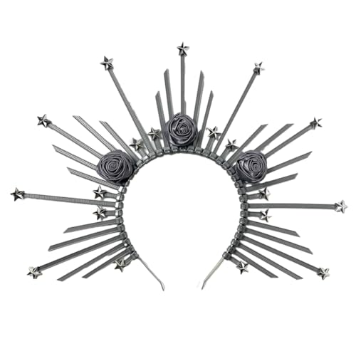 Heiligenschein aus Kunstharz, handgefertigt, Tiaras für Damen, Hochzeit und Partys, Braut-Haar-Accessoires, M, Stoff von sodeber