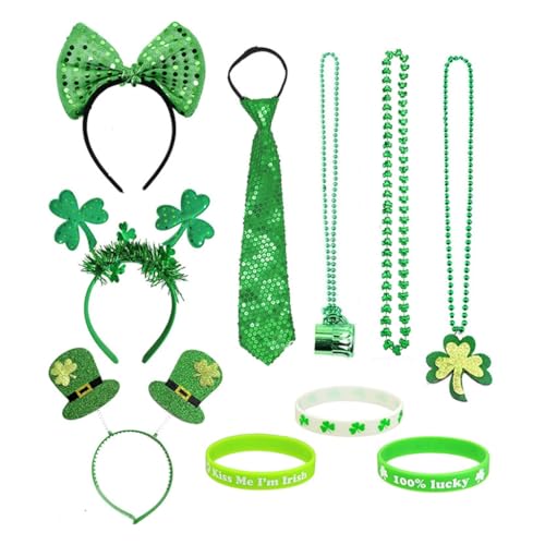 Kobold Krawatte Stirnband Kleeblatt Halskette Kopfbedeckung Foto Requisiten Irish Day Party Cosplay Zubehör von sodeber