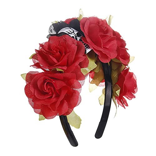 Kreativer Haarreif mit großer Blume, Stirnband mit Totenkopf, Kopfbedeckung, Zubehör, Halloween von sodeber