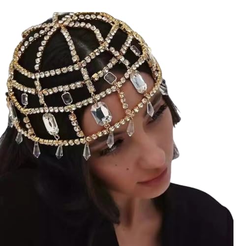 Luxuriöse glitzernde Strass-Haarkette mit Quasten-Design für Abendkleider und besondere Anlässe von sodeber