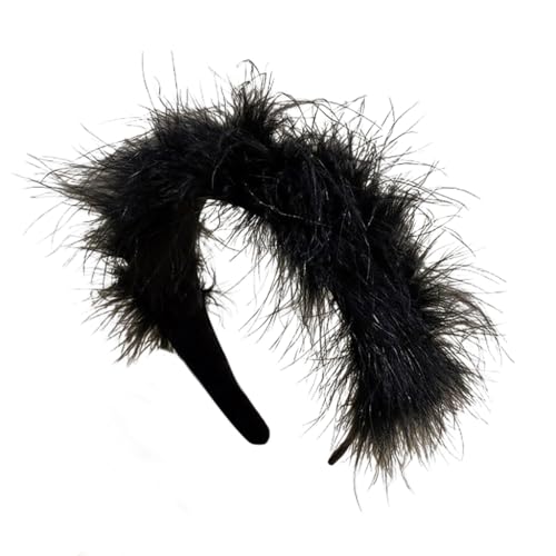 Luxuriöses, weiches gefiedertes Haarteil, Kopfbedeckung, verstellbares Stirnband für Weihnachten, Festivals, Auftritte und Partys von sodeber
